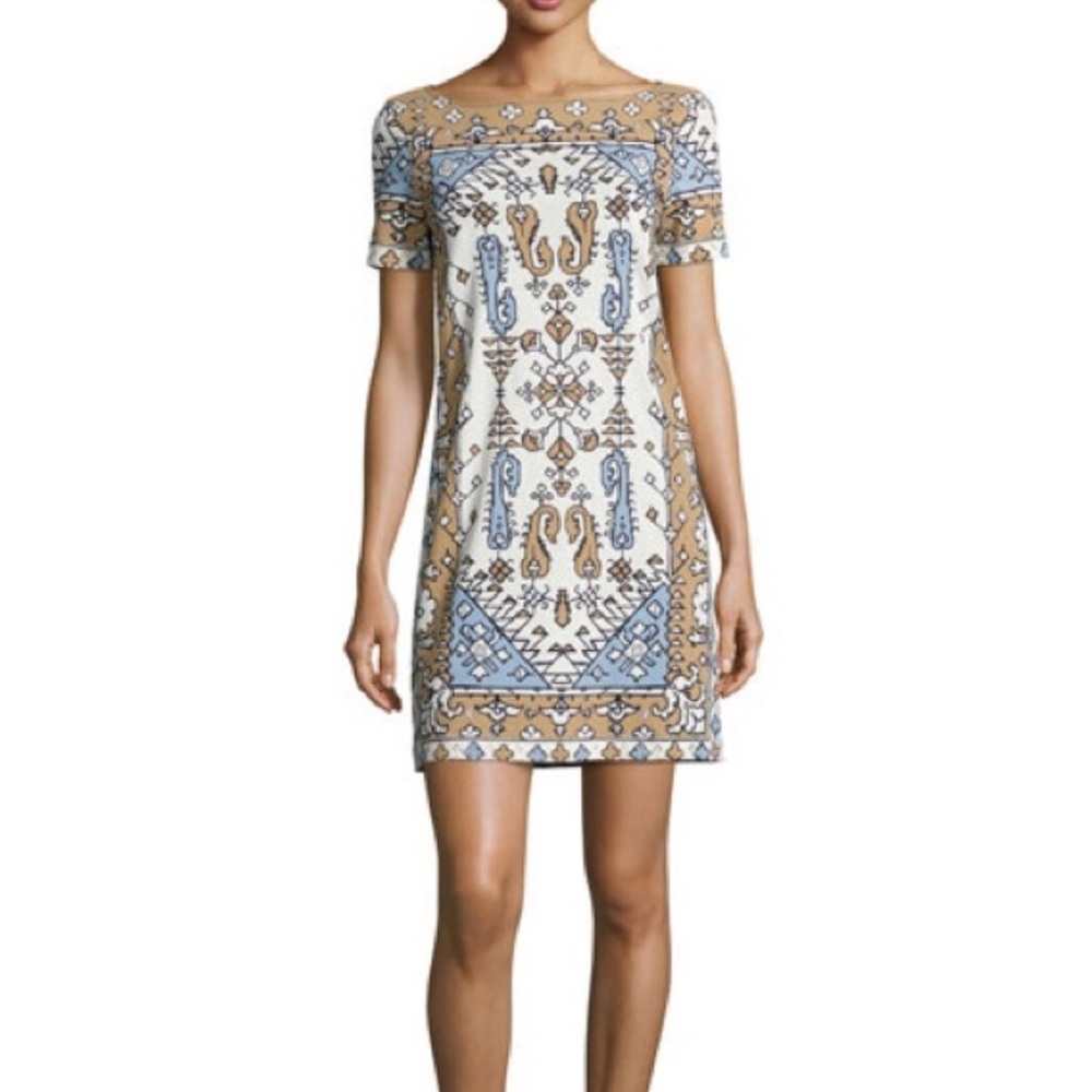 Tory Burch Blue and Tan Mini Dress